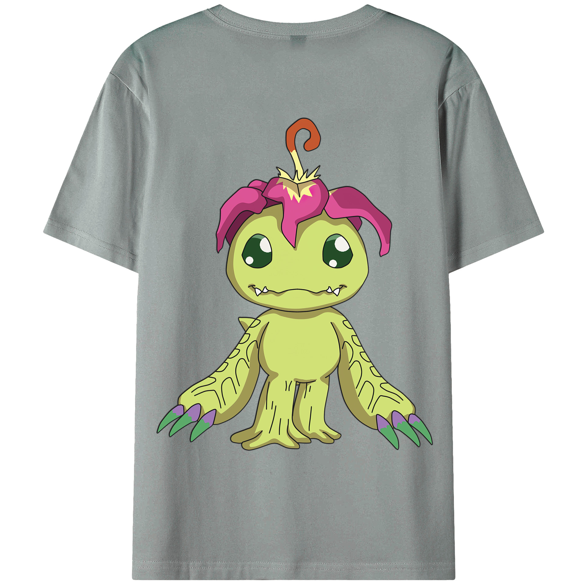 （画像用） Digimon デジタルモンスター/デジモン 綿100％ メンズ半袖Tシャツ（バックプリント） 通気性